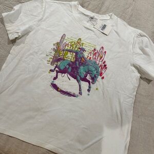 Graphic Tee with Colorful Horse Design large NWT